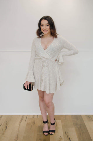 SHONA JOY | Aimee Frill Cuff Drawstring Mini Dress